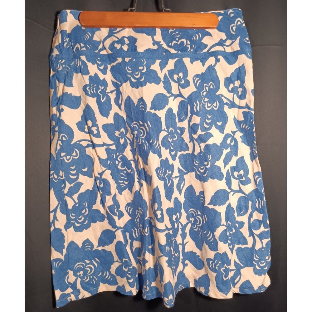 Boden Blue Floral Skirt 8R Side Zip Knee Length Cotton Print Preppy Womens - Picture 3 of 5